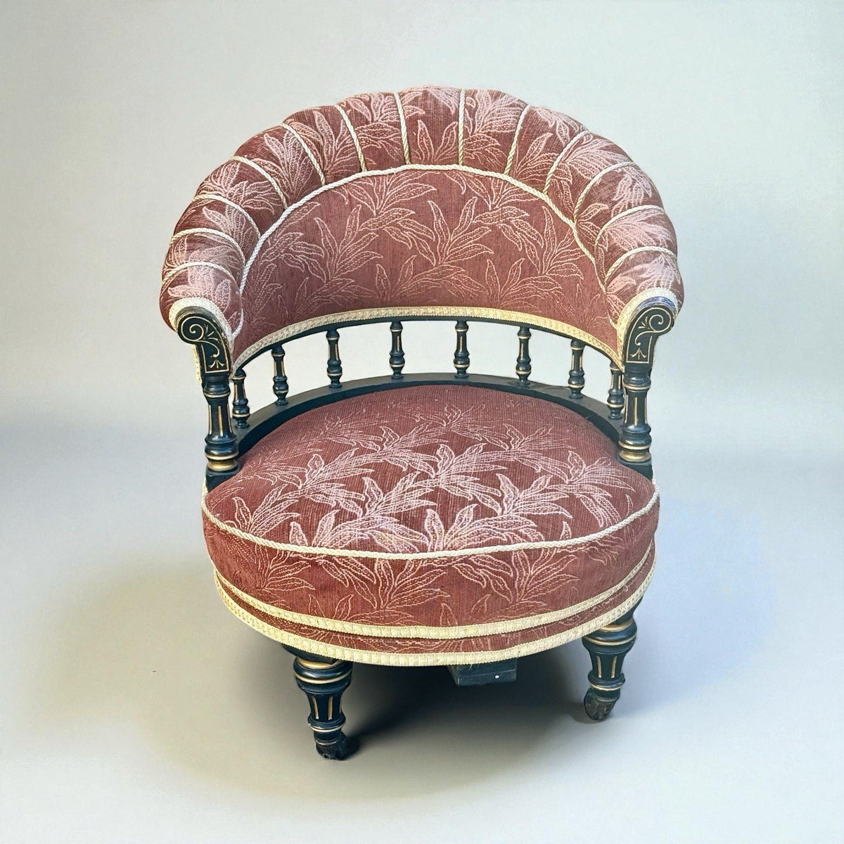 Antique Victorian Ebonised Revolving Armchair