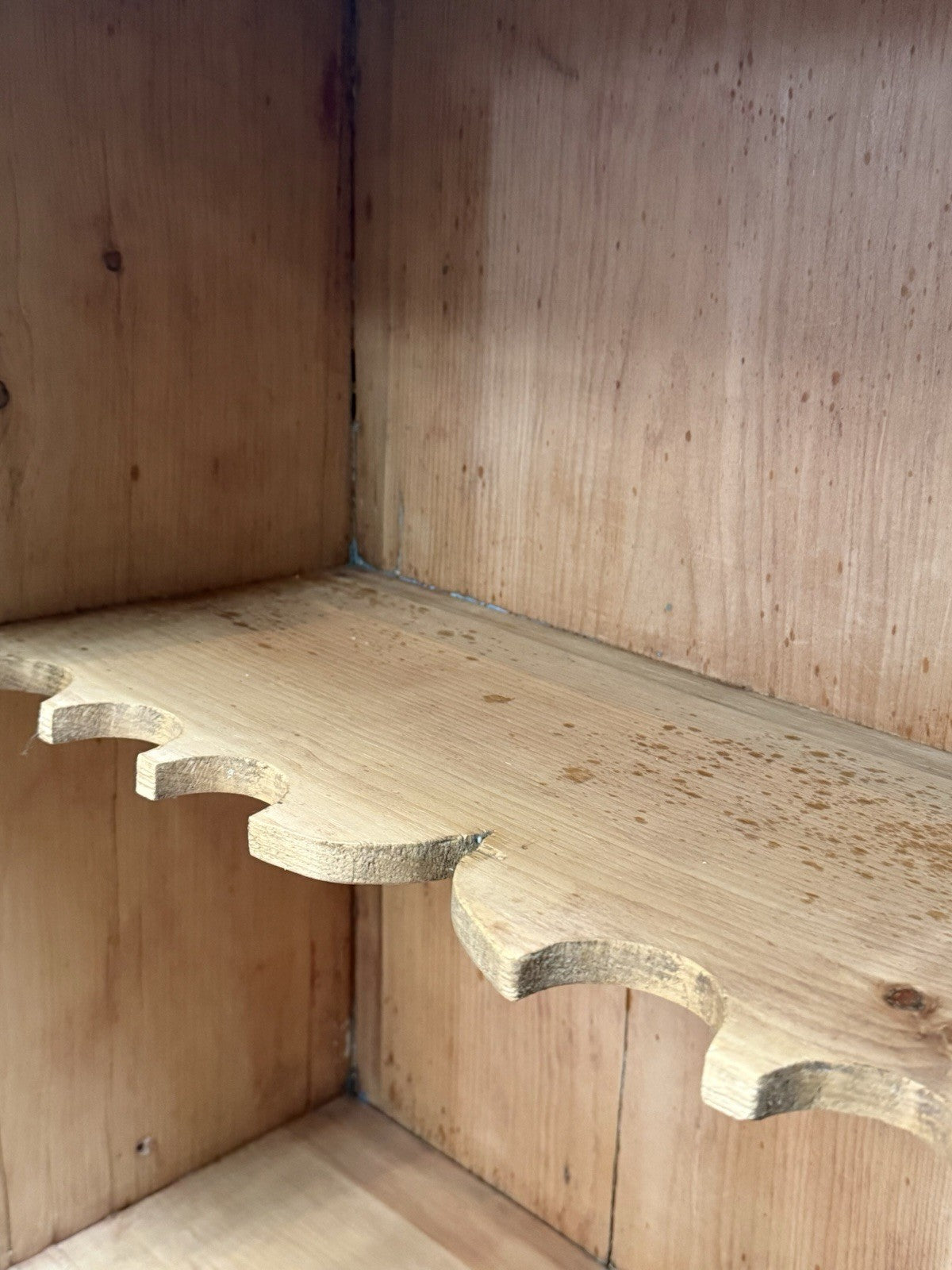 Antique Victorian Pine Wall Mounted Hanging Shelf Unit Rustic Kitchen