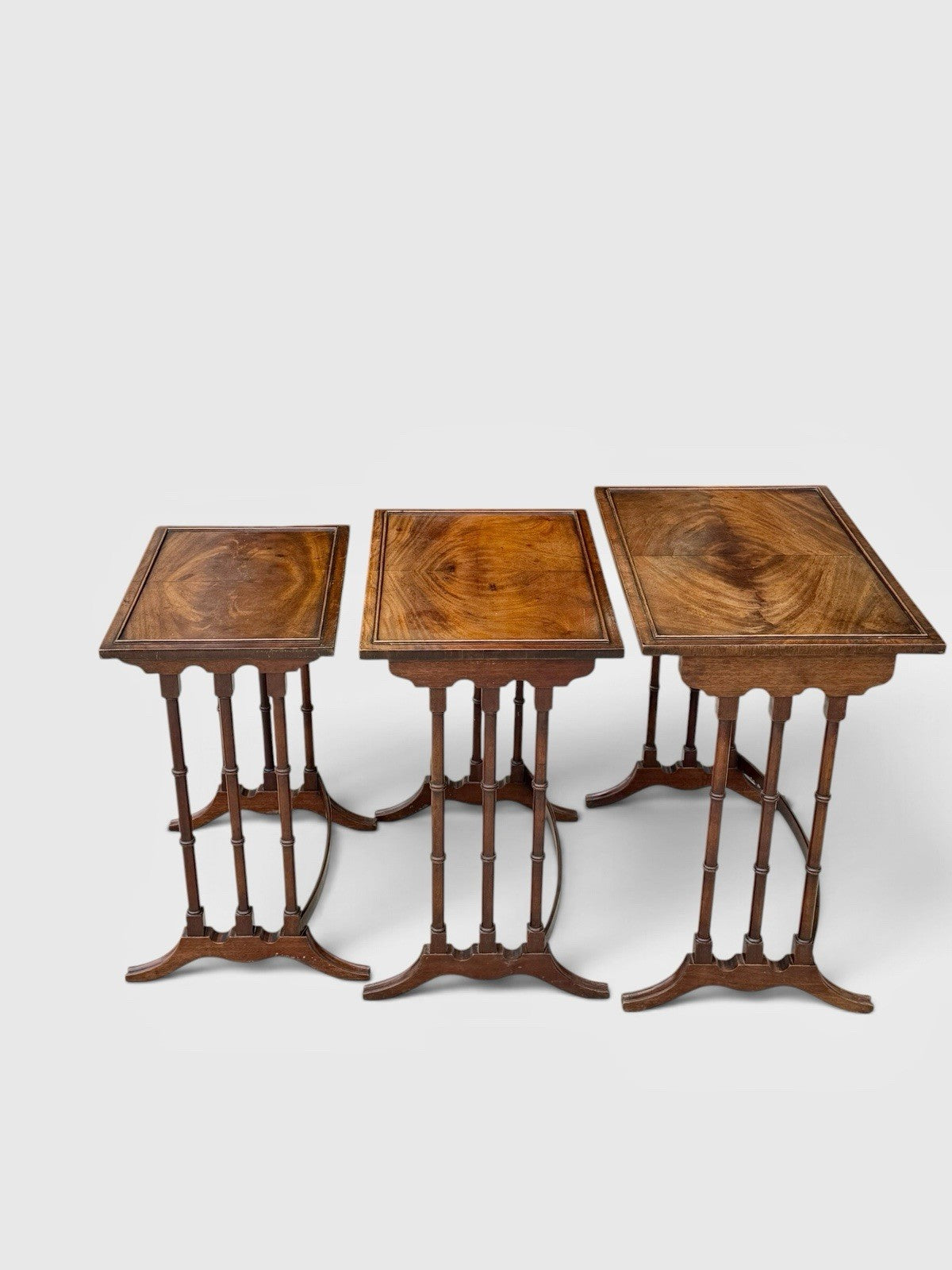Antique Victorian Nest of Tables Set of 3 Mahogany Occasional Side Tables