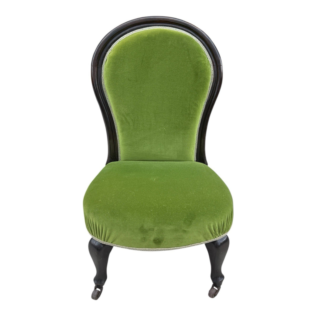 Antique Green Velvet Bedroom Chair 