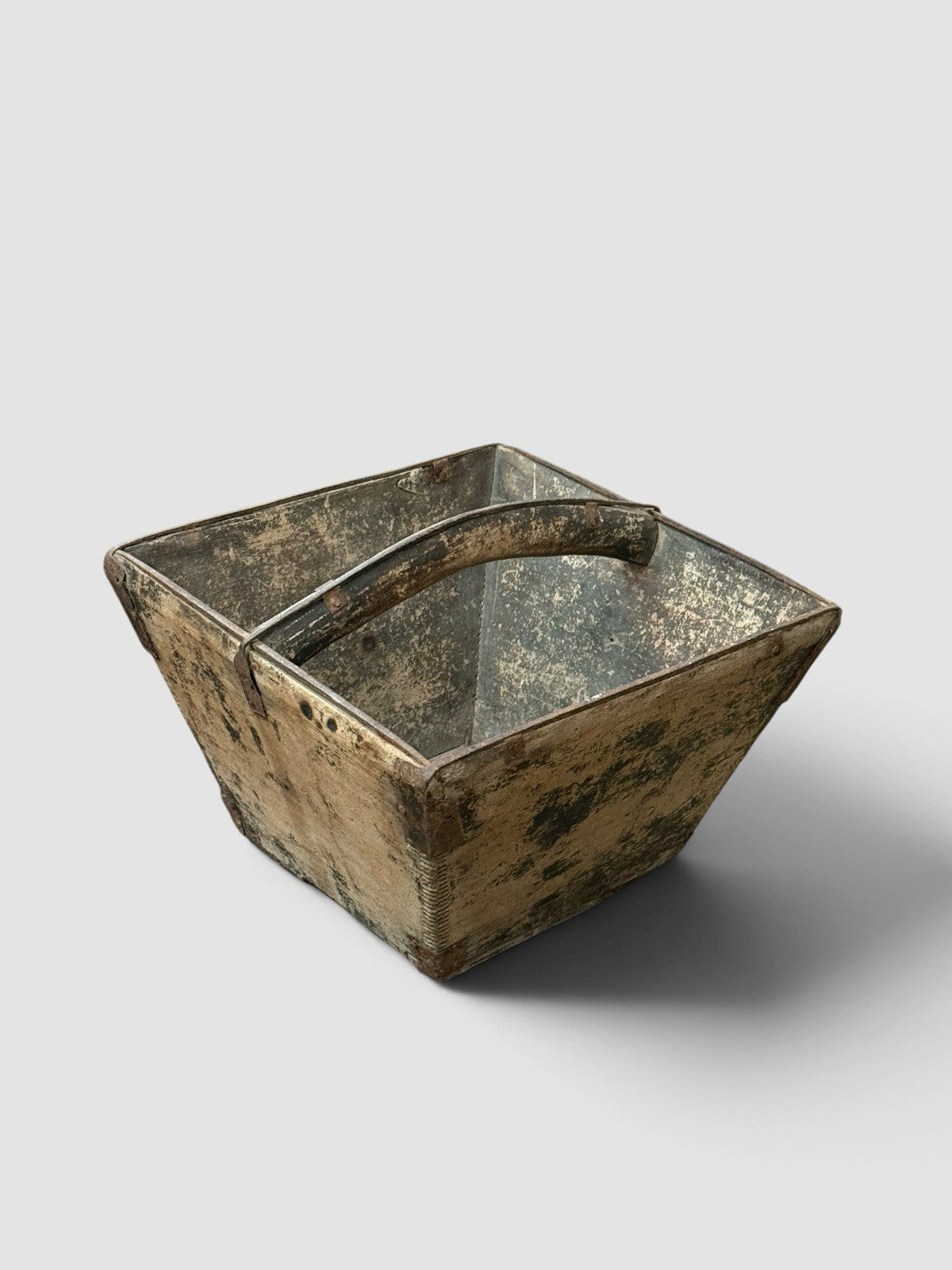 Antique 19th Century Chinese Grain Bucket Rustic Decorative Storage Display