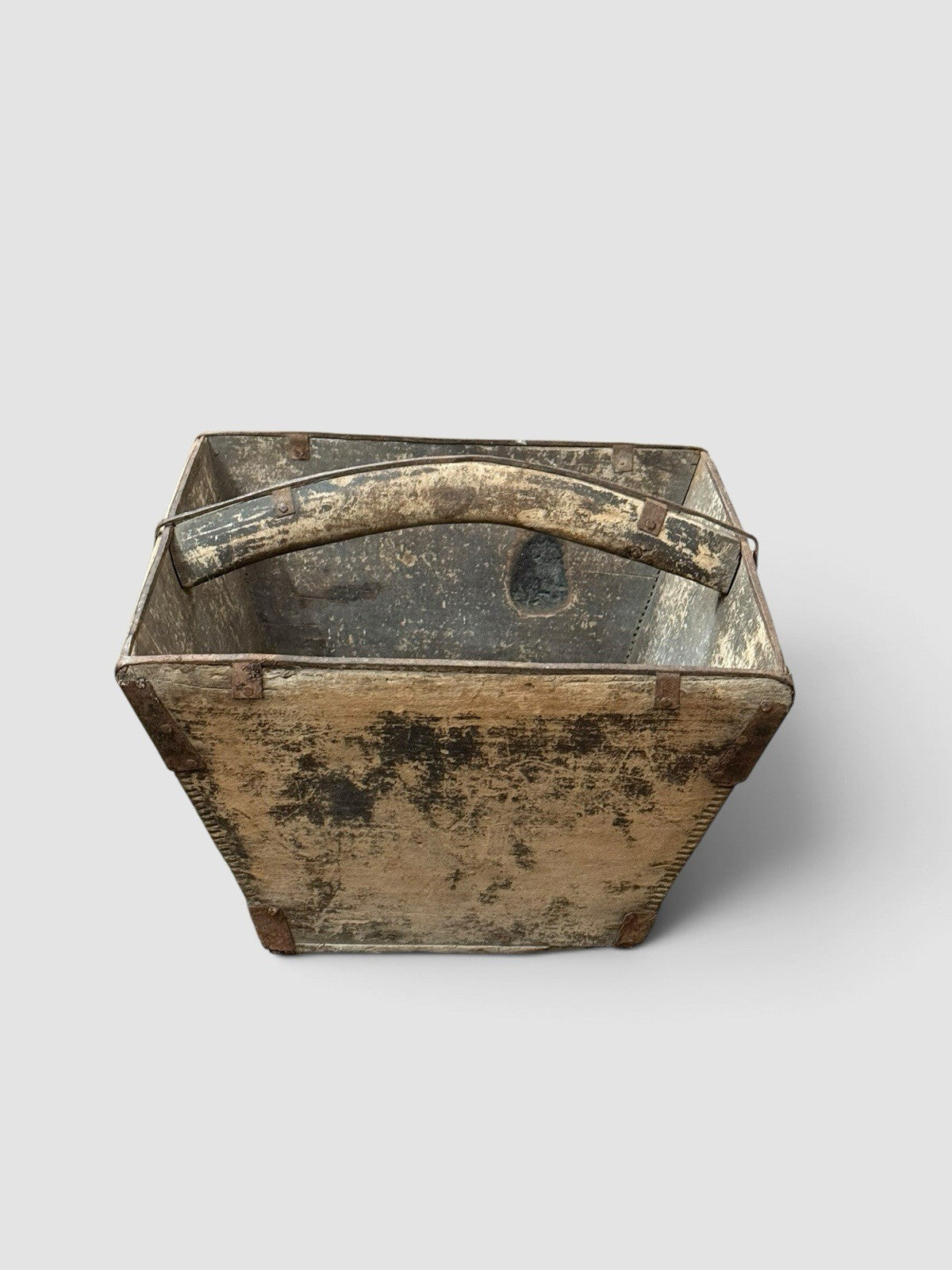 Antique 19th Century Chinese Grain Bucket Rustic Decorative Storage Display