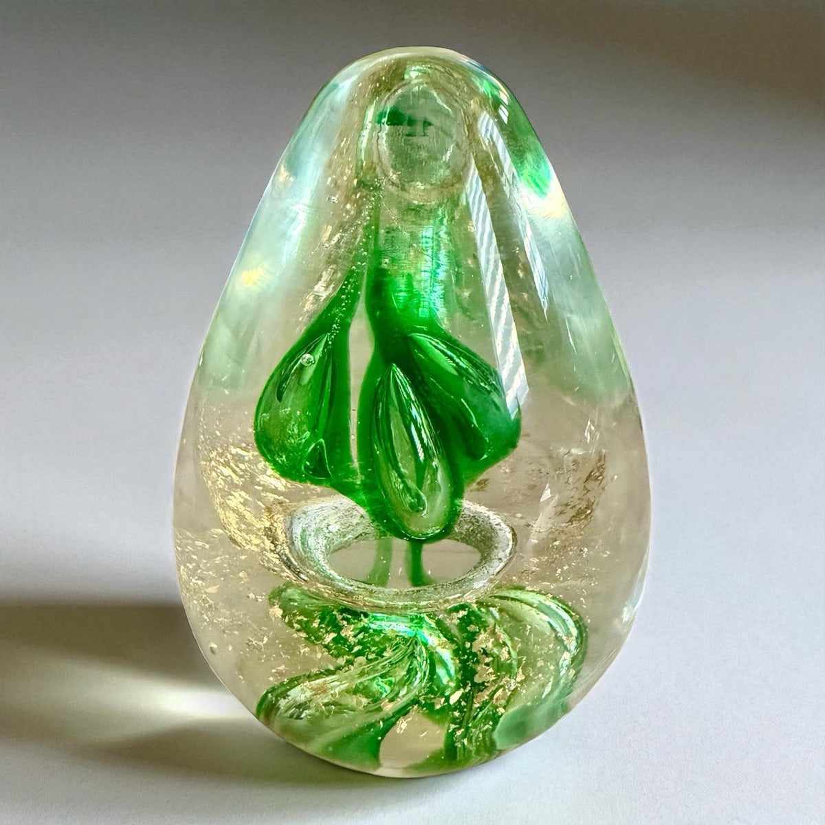 Green Art Glass Heavy Paperweight 