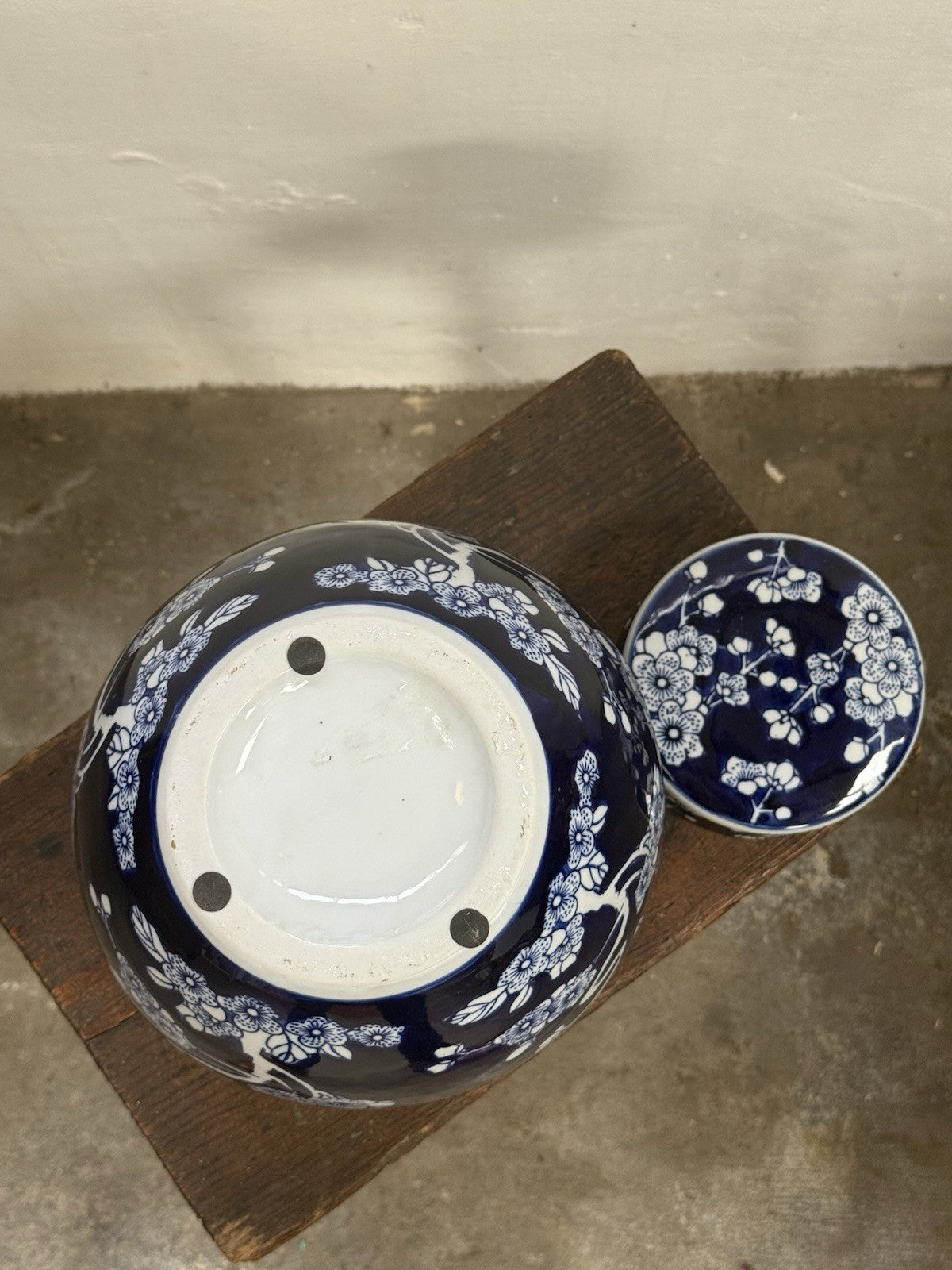 Vintage Blue And White Ginger Jar