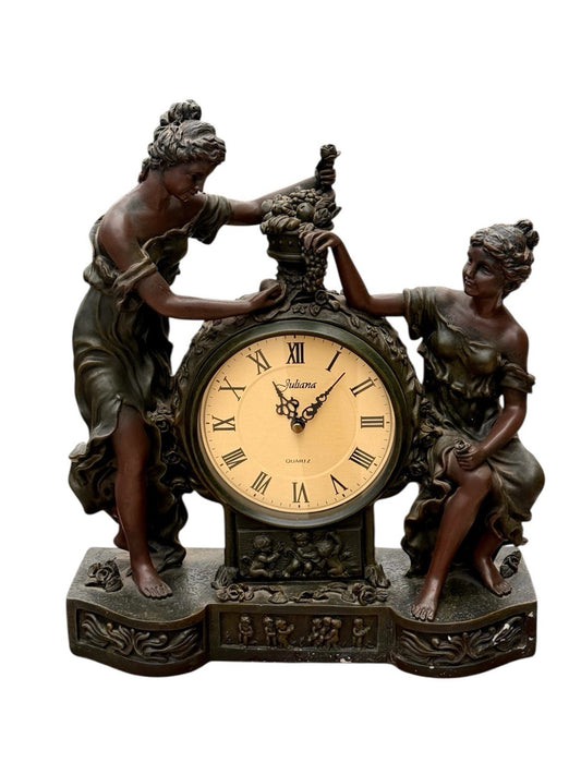 Vintage Juliana Cast Bronze Mantel Clock
