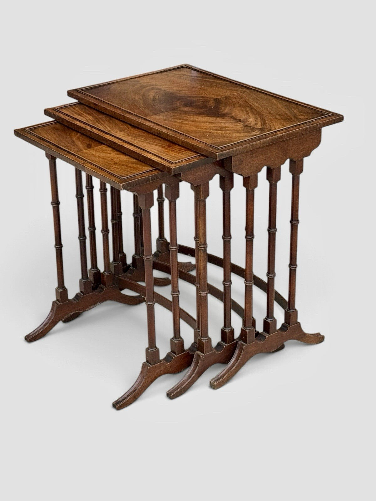 Antique Victorian Nest of Tables Set of 3 Mahogany Occasional Side Tables