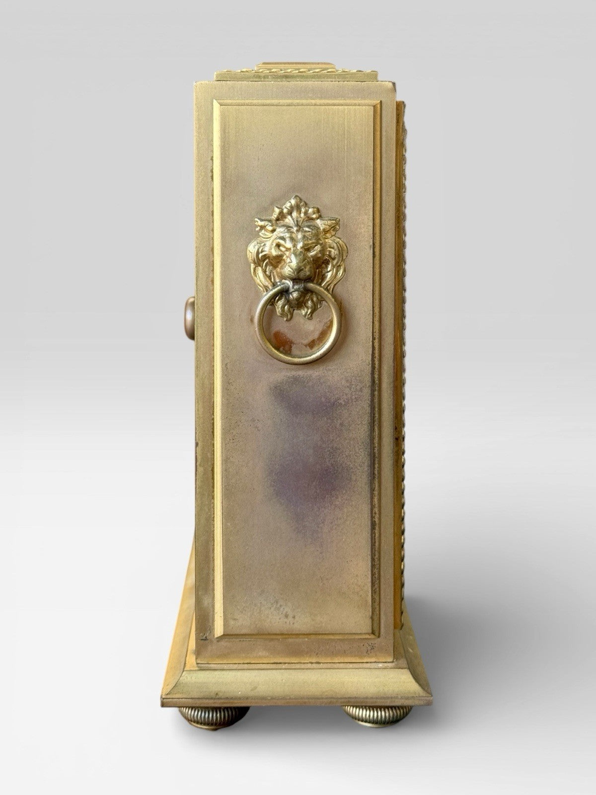 Vintage UTI Gilt Brass Carriage Clock Roman Dial Desk Mantel Timepiece