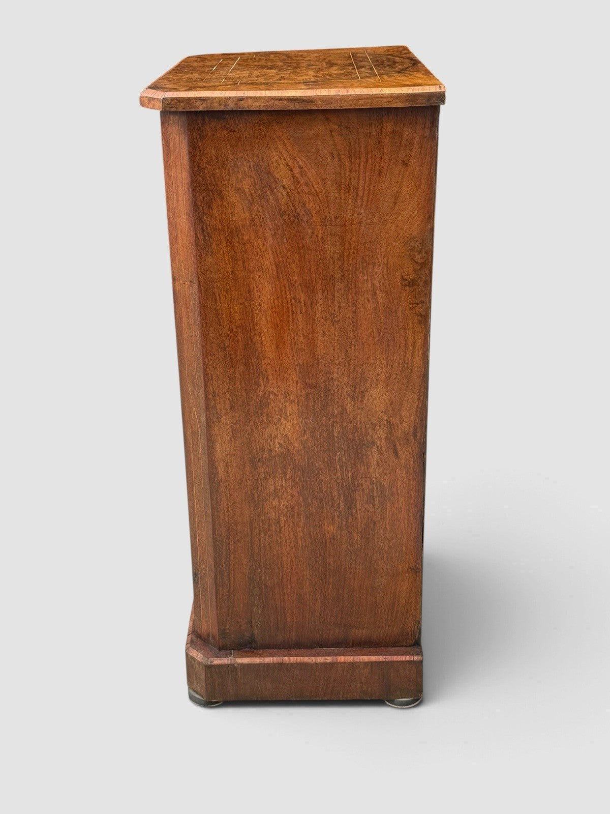 Antique Victorian Walnut Music Cabinet Glazed Door Inlaid Sheet Music Storage