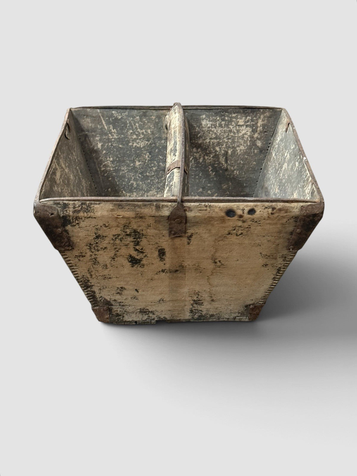 Antique 19th Century Chinese Grain Bucket Rustic Decorative Storage Display