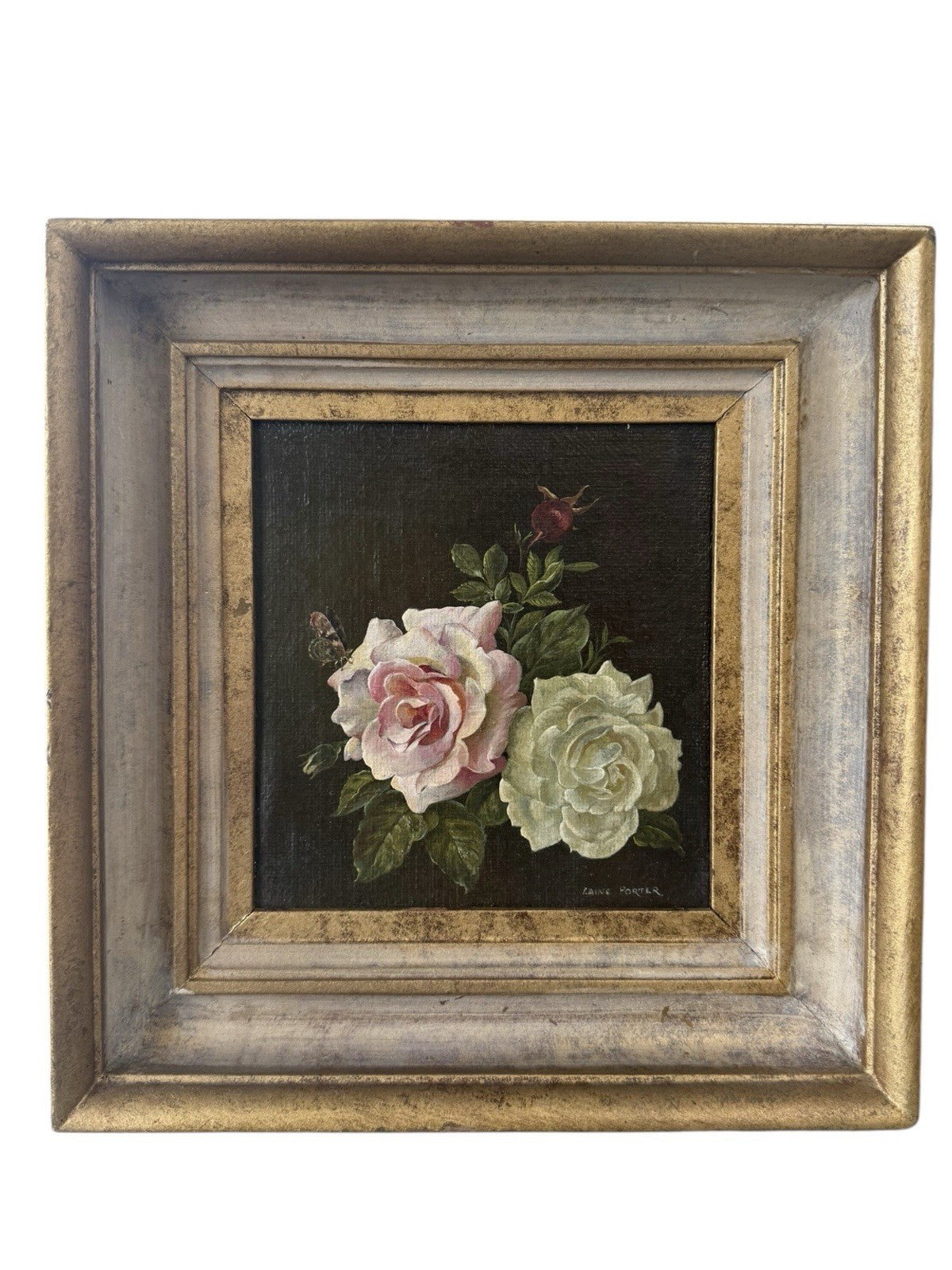 Antique Oil Painting On Panel, Framed Signed Still Life