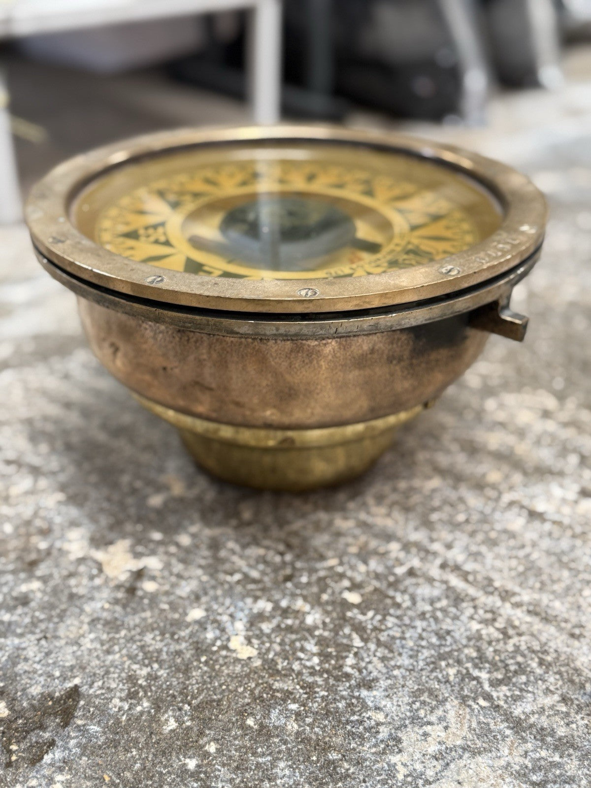 Antique Brass Ship’s Compass Maritime Nautical Navigation Instrument, Vintage
