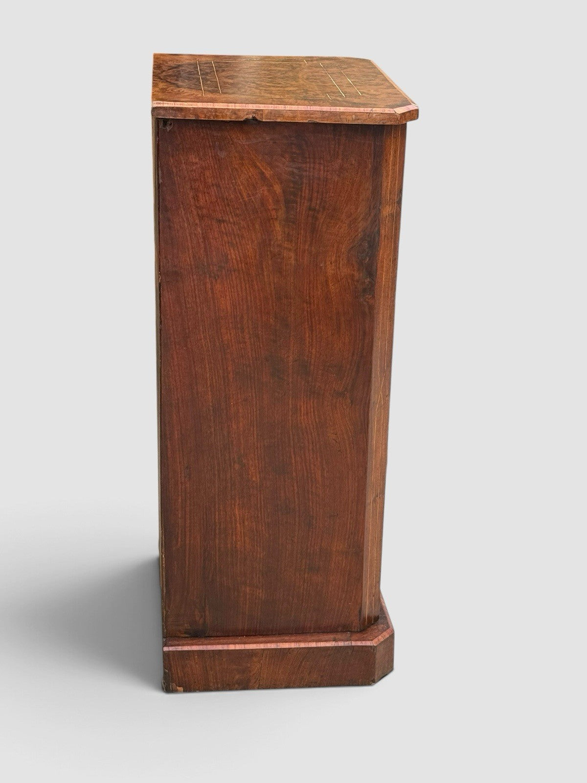 Antique Victorian Walnut Music Cabinet Glazed Door Inlaid Sheet Music Storage