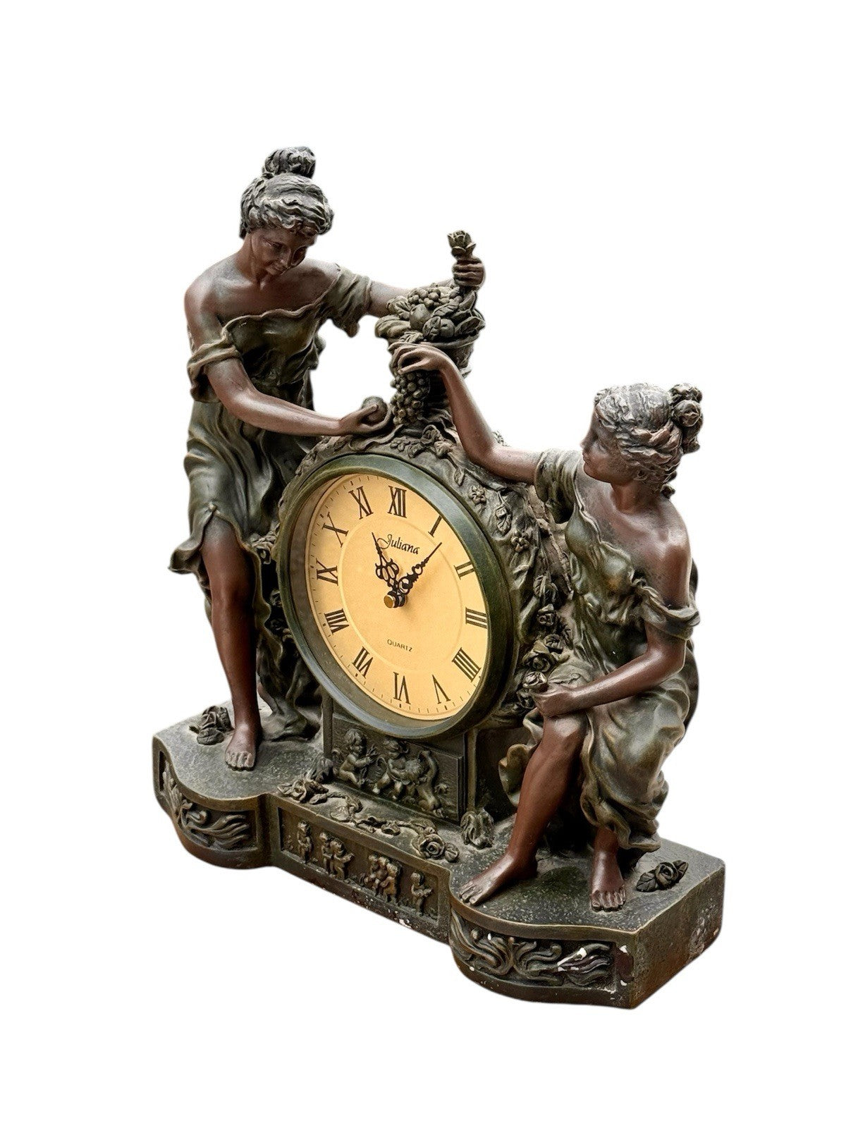 Vintage Juliana Cast Bronze Mantel Clock