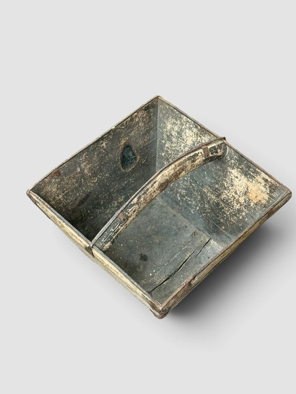 Antique 19th Century Chinese Grain Bucket Rustic Decorative Storage Display