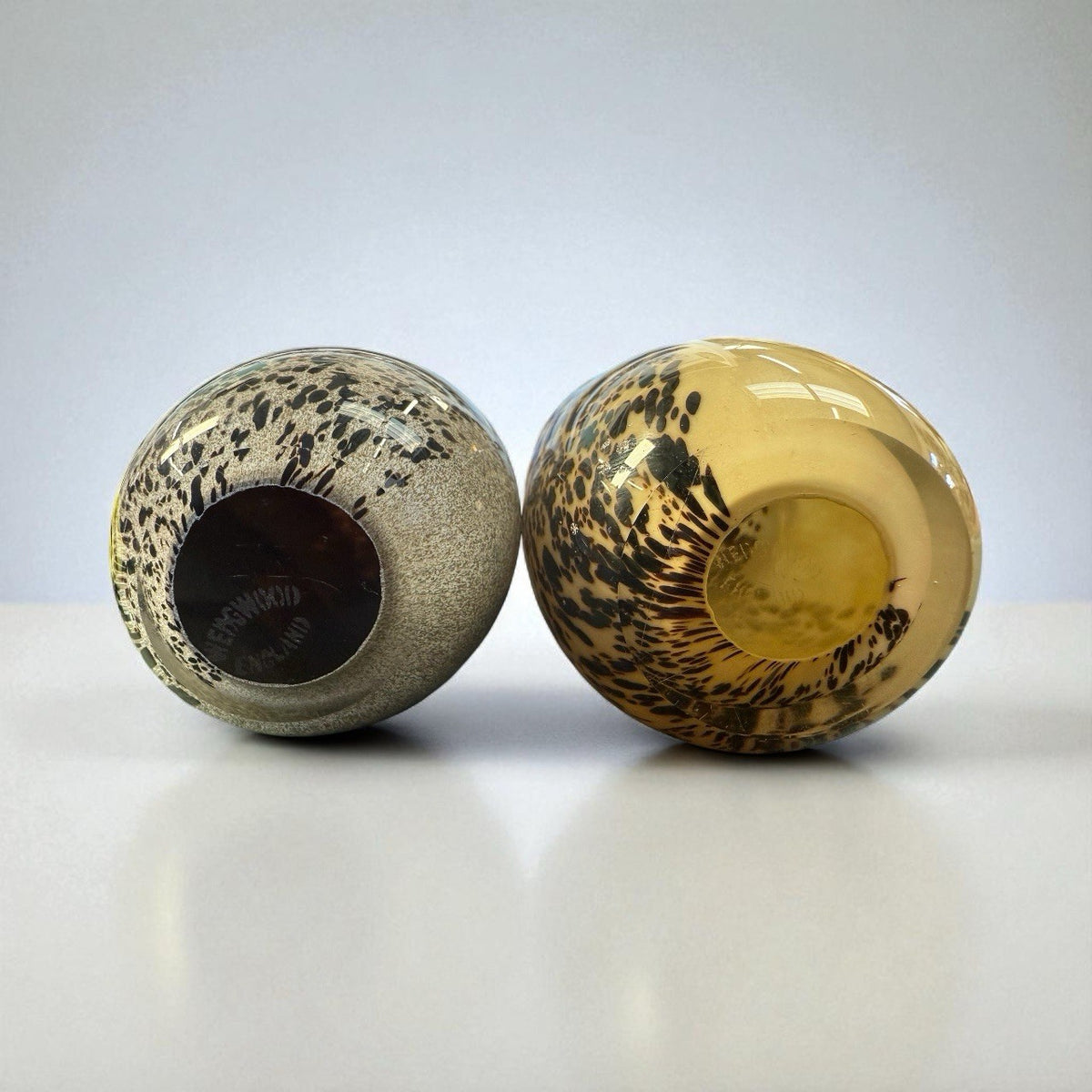 Pair Of Wedgwood Glass Owl Paperweights