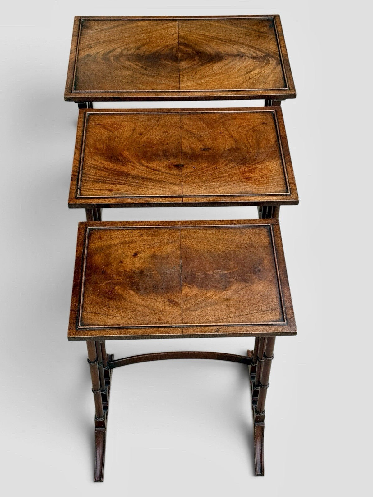 Antique Victorian Nest of Tables Set of 3 Mahogany Occasional Side Tables