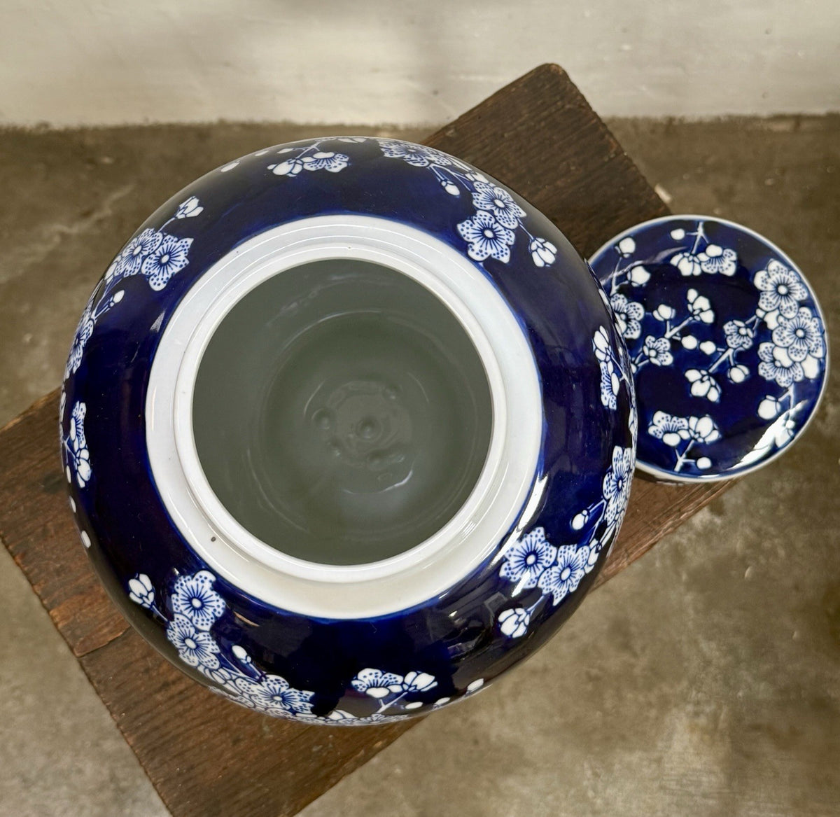 Vintage Blue And White Ginger Jar