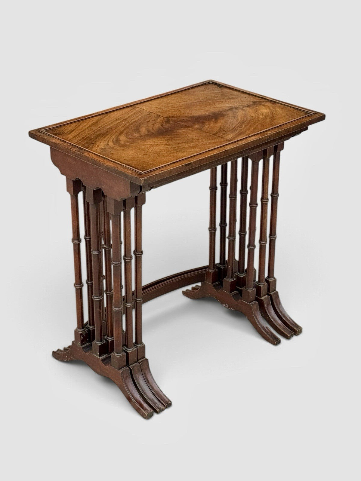 Antique Victorian Nest of Tables Set of 3 Mahogany Occasional Side Tables