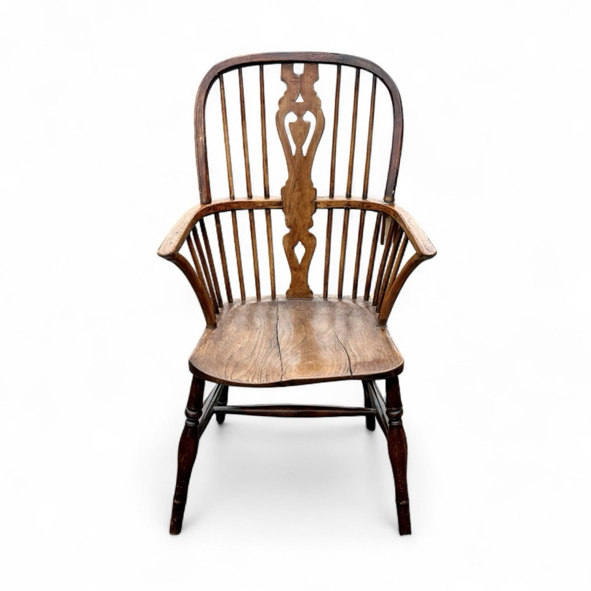Antique High Back Elm Windsor Chair 