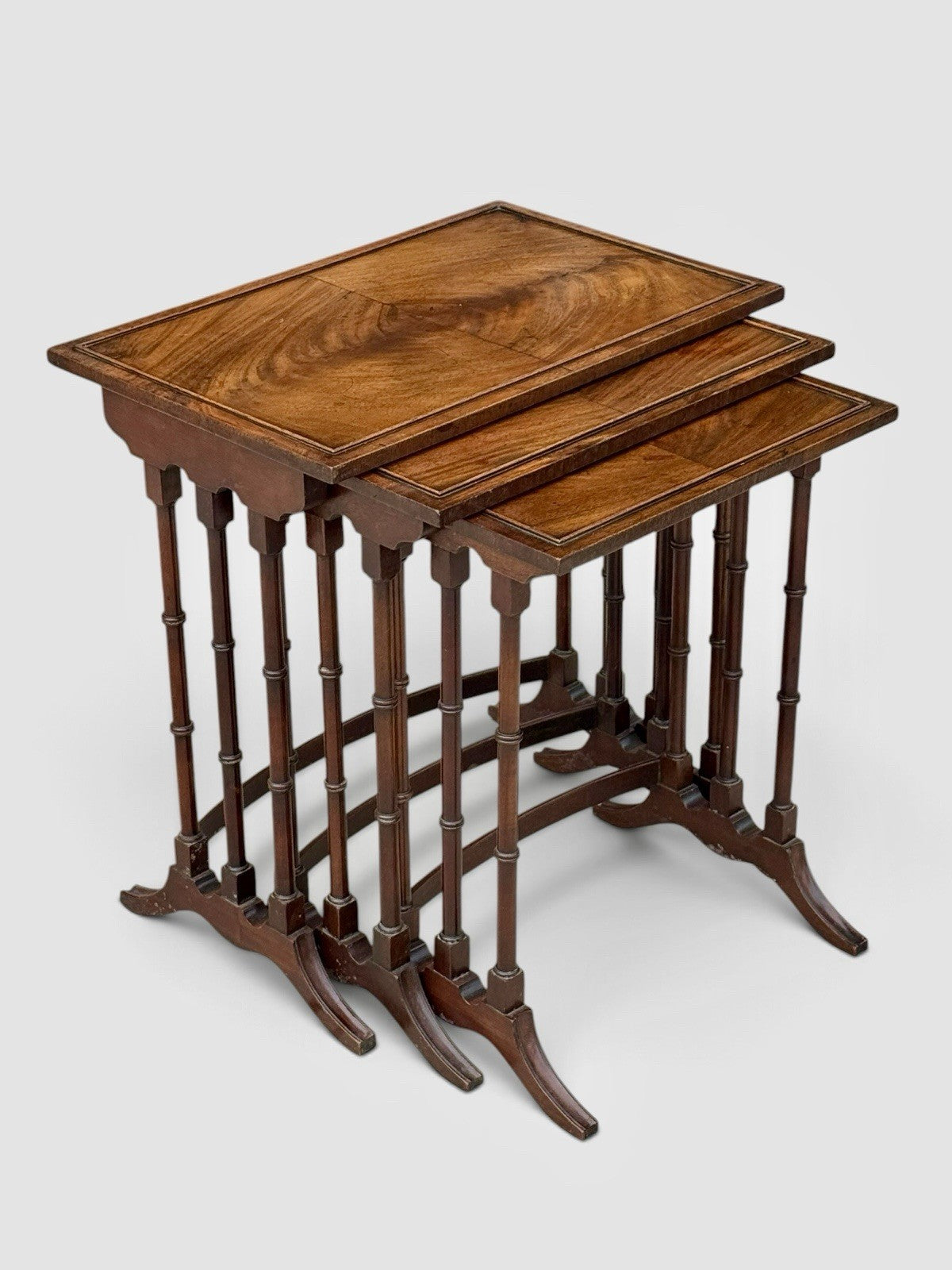 Antique Victorian Nest of Tables Set of 3 Mahogany Occasional Side Tables