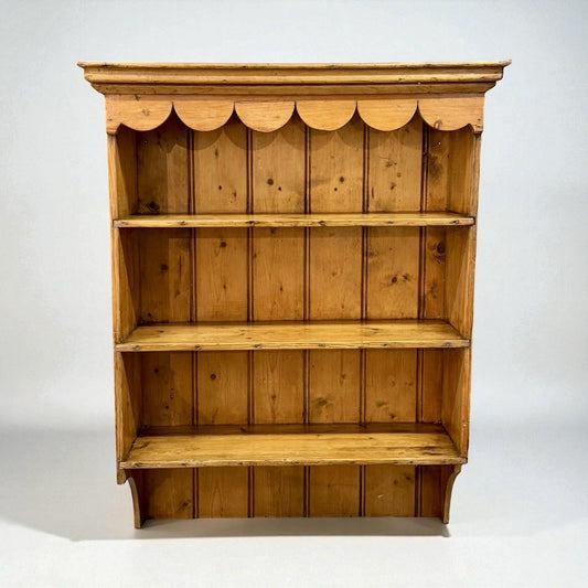 Antique Victorian Pine Wall Unit Rustic Wooden Shelving Display Cabinet Unit 