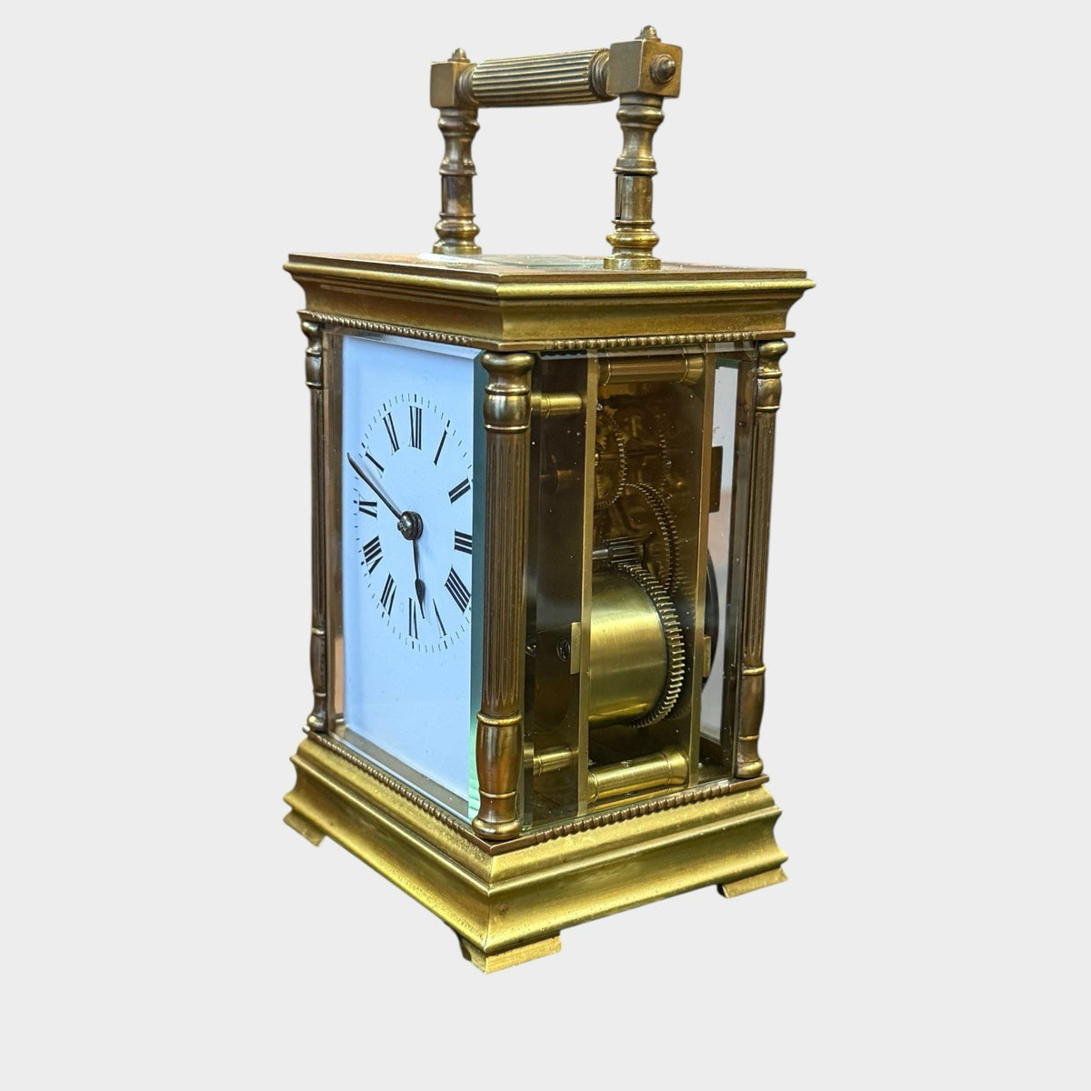 Antique French Brass Carriage Clock Cased Timepiece