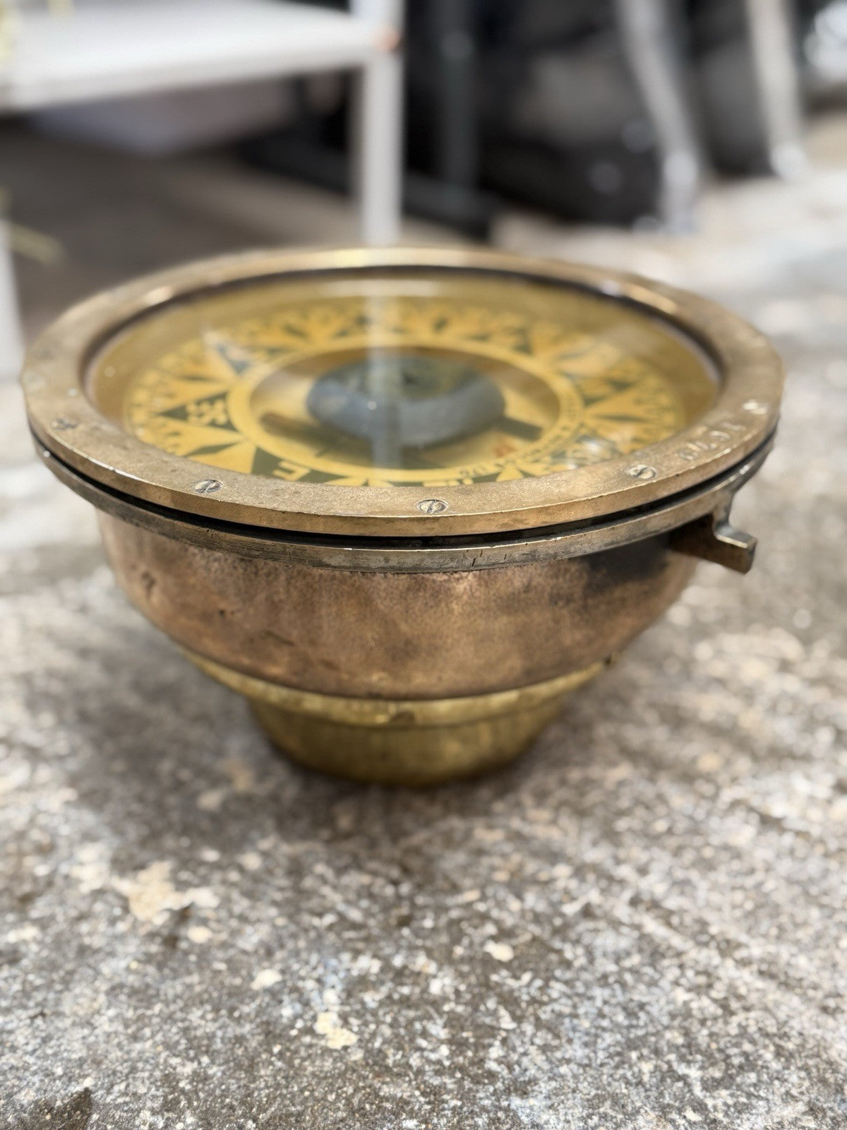 Antique Brass Ship’s Compass Maritime Nautical Navigation Instrument, Vintage