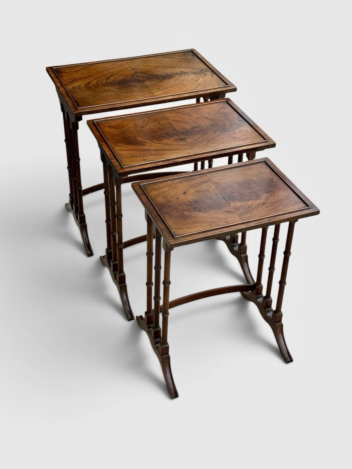 Antique Victorian Nest of Tables Set of 3 Mahogany Occasional Side Tables