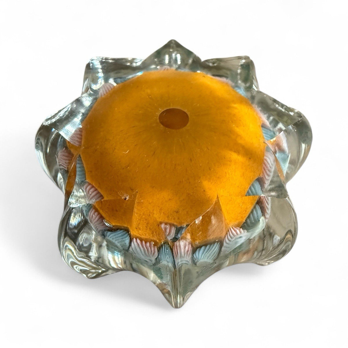 STRATHEARN  GLASS 2" PAPERWEIGHT  STAR  MILLEFIORI