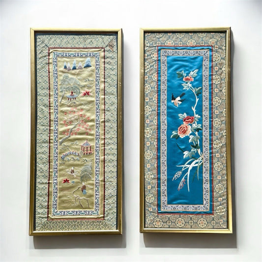 Pair Of Vintage Oriental Framed Panels 