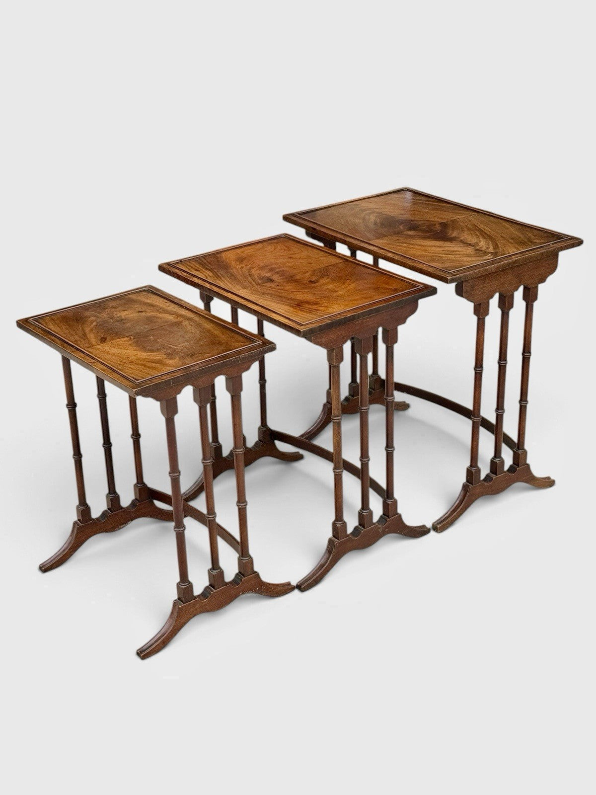 Antique Victorian Nest of Tables Set of 3 Mahogany Occasional Side Tables