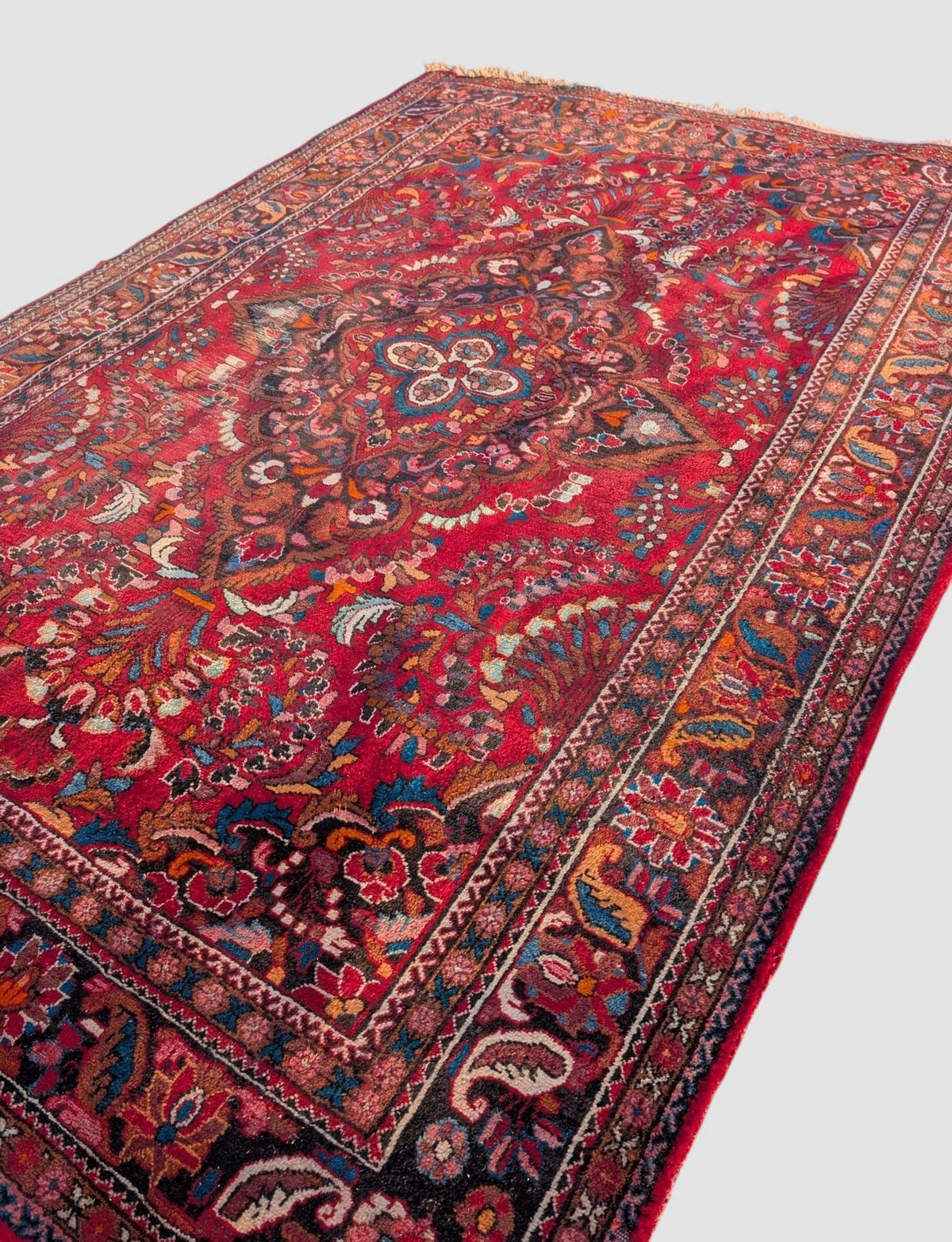 Vintage Keshan Rug Hand Knotted Wool Traditional Oriental Carpet
