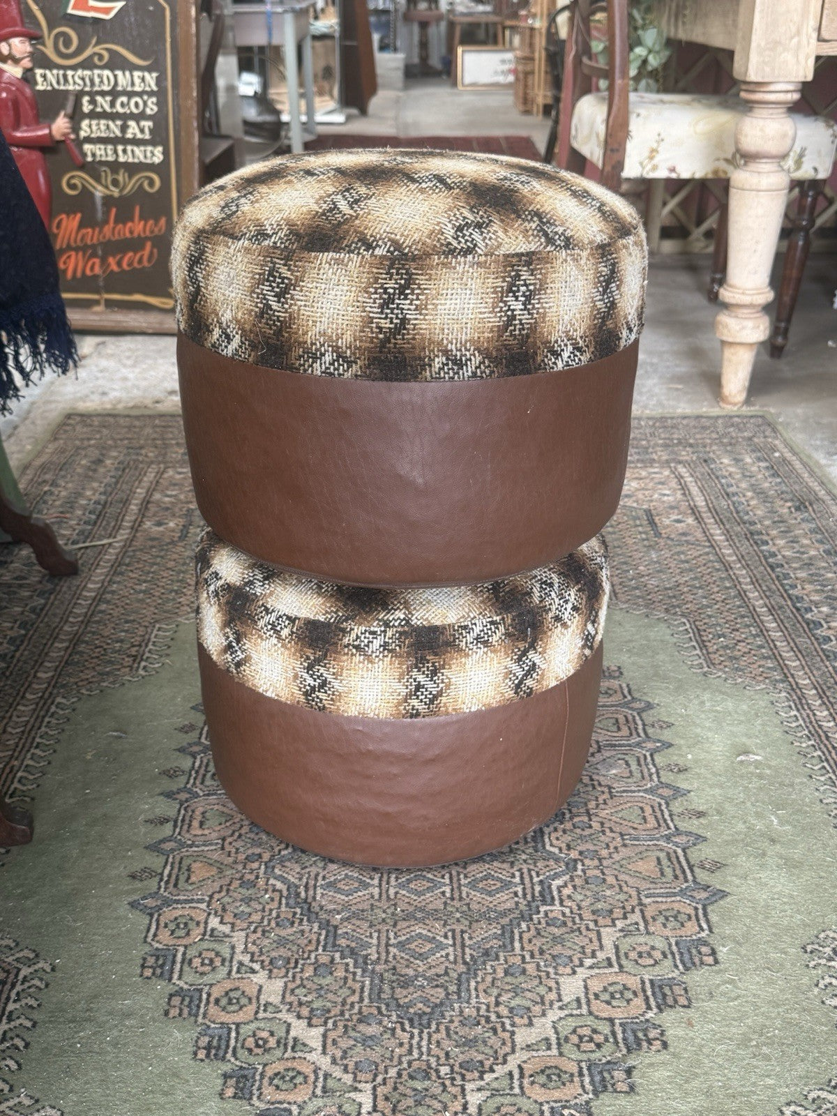 Vintage Retro 1970's Circular Pouffe