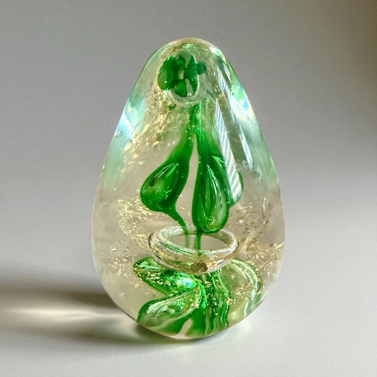 Green Art Glass Heavy Paperweight 