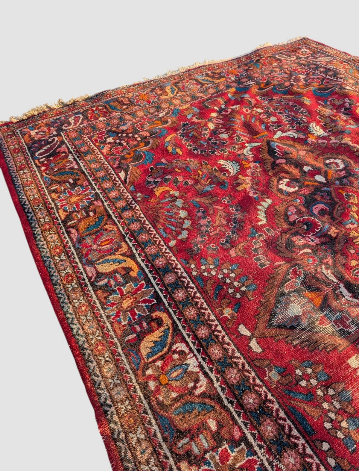 Vintage Keshan Rug Hand Knotted Wool Traditional Oriental Carpet