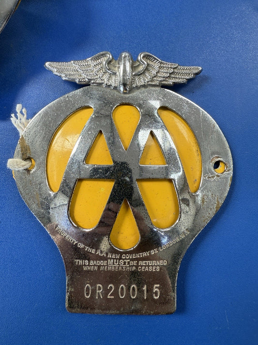 Vintage AA Car Badge 0R20015
