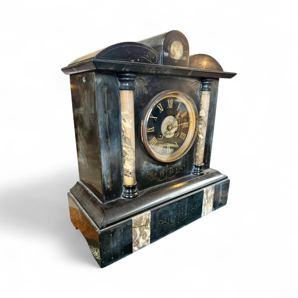 Victorian Black Slate Mantle Clock