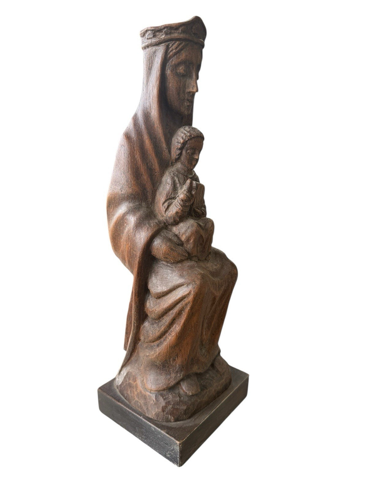 French Hand carved Madonna And Child Statue