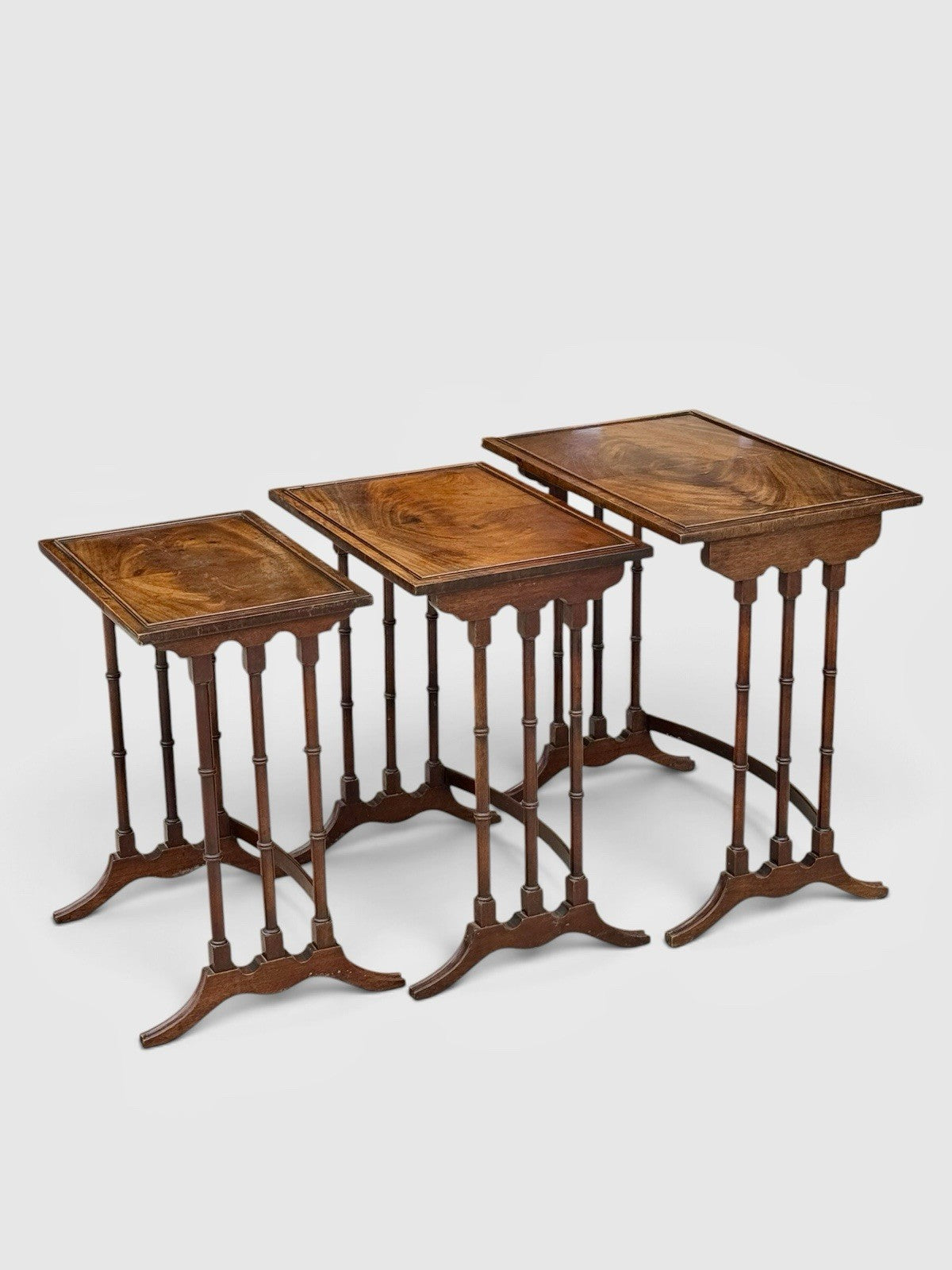 Antique Victorian Nest of Tables Set of 3 Mahogany Occasional Side Tables