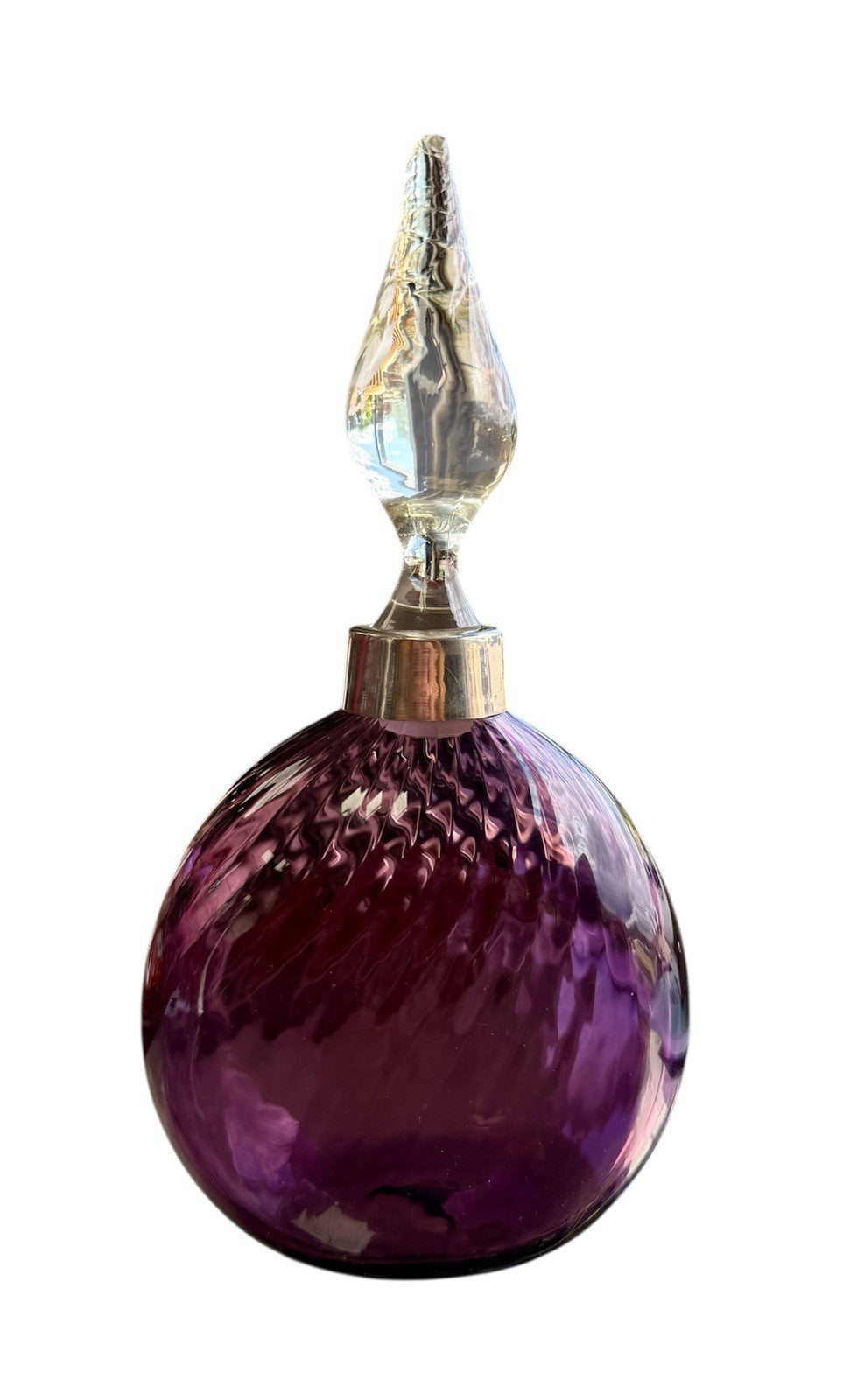 Victorian Amethyst Wrythen Glass Perfume Bottle 