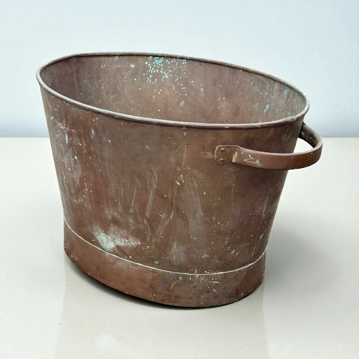 Antique Large Copper Pot Log Bin 