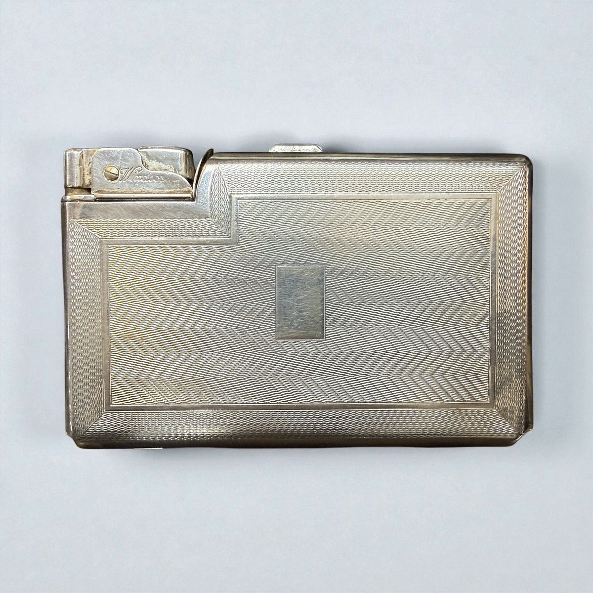 Vintage Windsor Cigarette Case with Matching Lighter Metal Smoking Set Retro