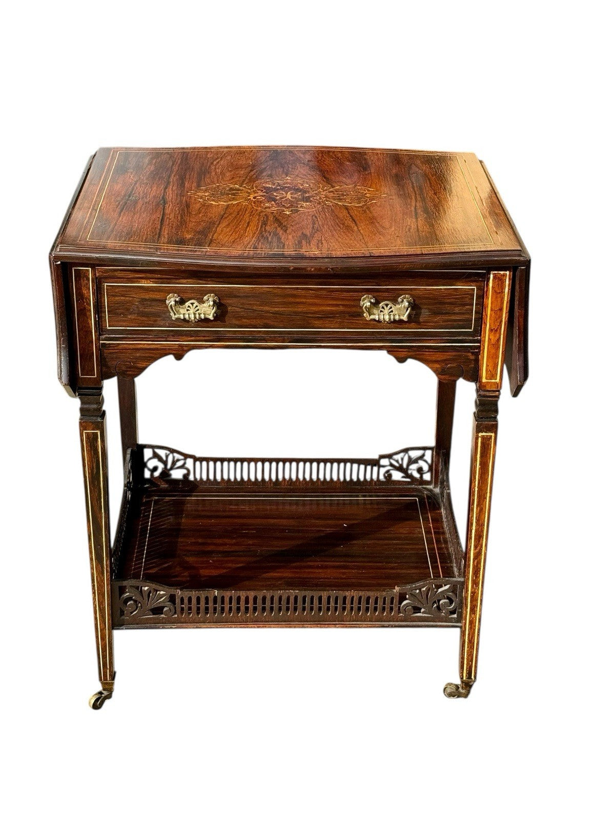 Antique English Inlaid Rosewood Table 