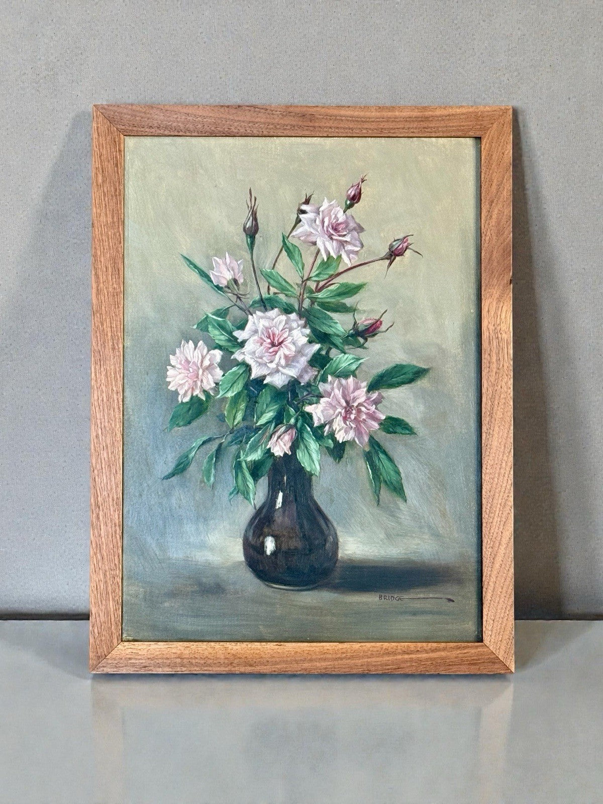 Mid Century Oil On Canvas Still Life Framed