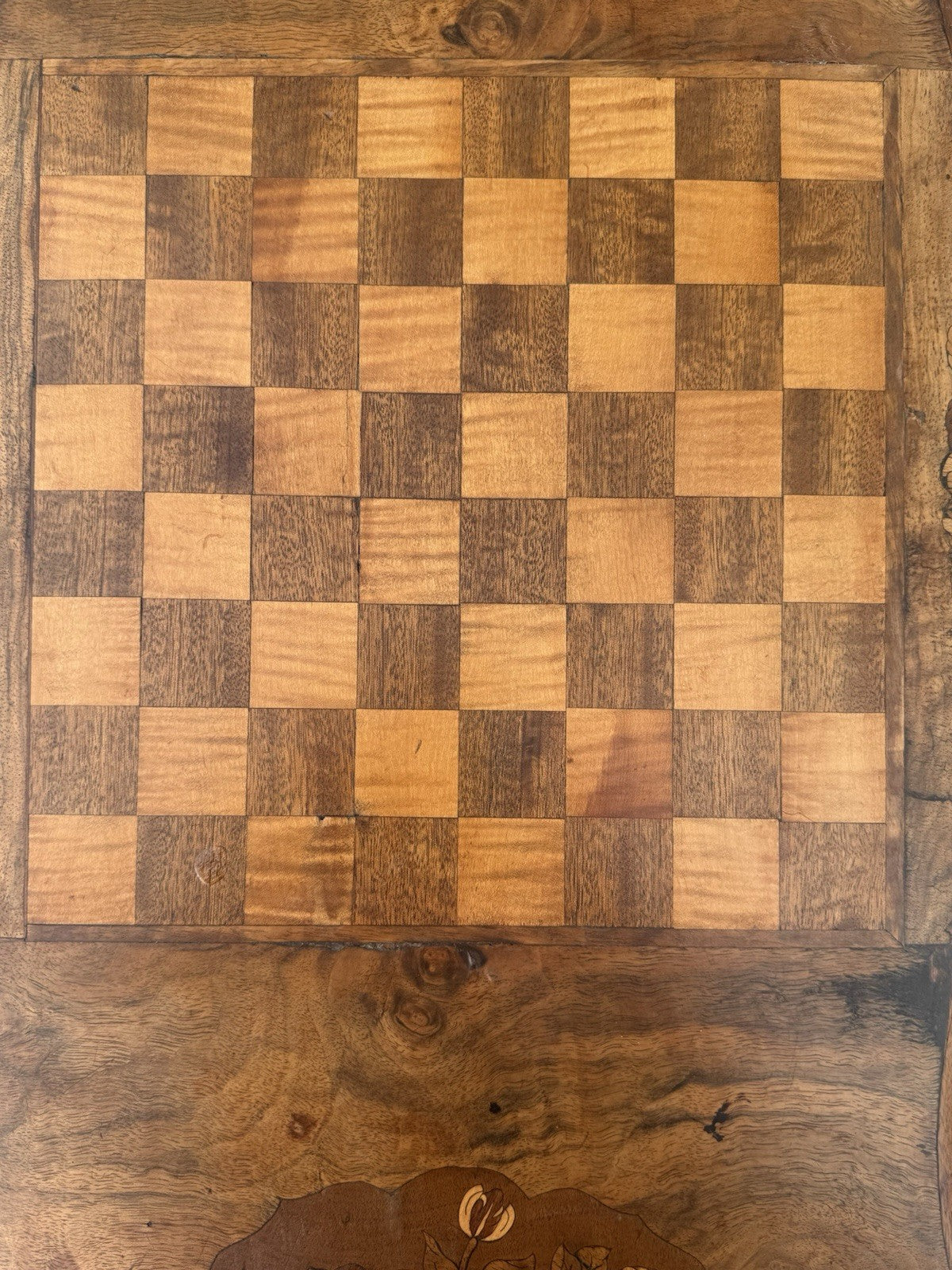 Antique Victorian Walnut Games Chess Table 19th Century Inlaid Board Side Table