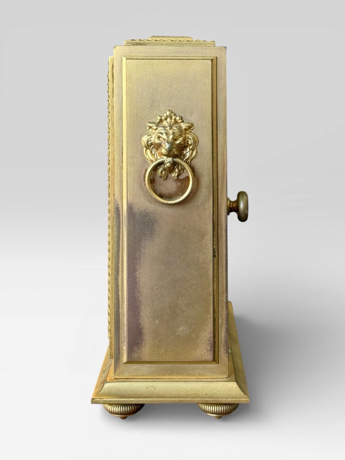 Vintage UTI Gilt Brass Carriage Clock Roman Dial Desk Mantel Timepiece