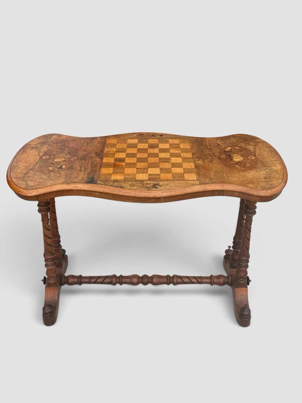 Antique Victorian Walnut Games Chess Table 19th Century Inlaid Board Side Table