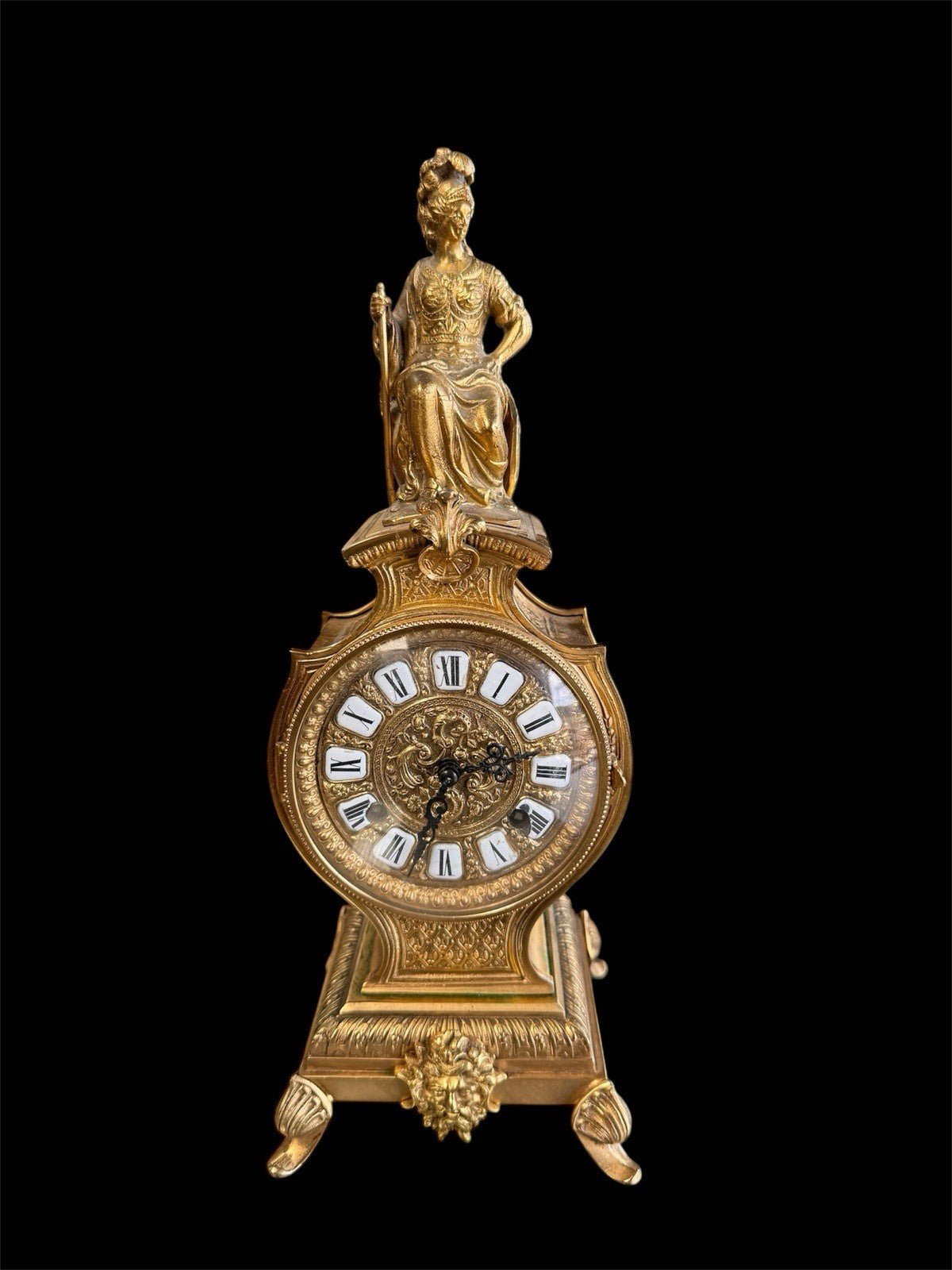 Antique Napoleon III Style Bronze Chiming Mantel Clock