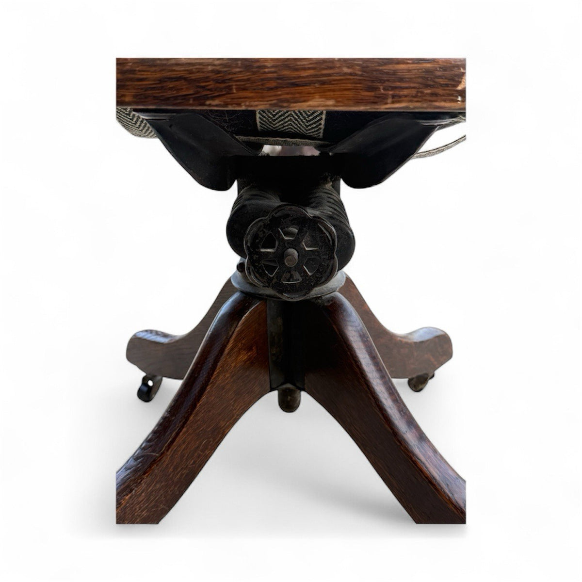 Antique Edwardian Oak Swivel Desk Chair 
