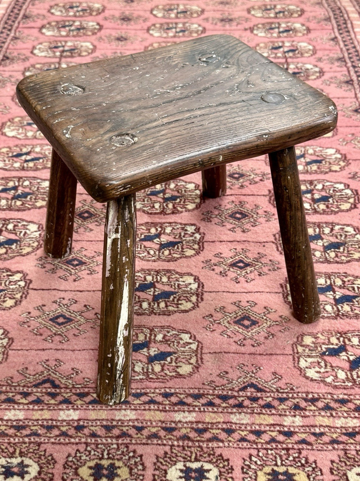 Tiny Antique Farmhouse  Oak Stool